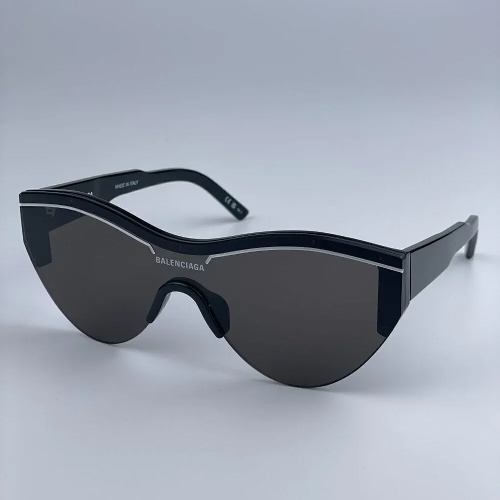 NEW Balenciaga BB0004S 001 Black Grey Shield Unisex Sunglasses